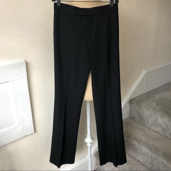 Ralph Lauren Black Label Stretch Wool Black Dress Pant Mid Rise Trousers Size 2